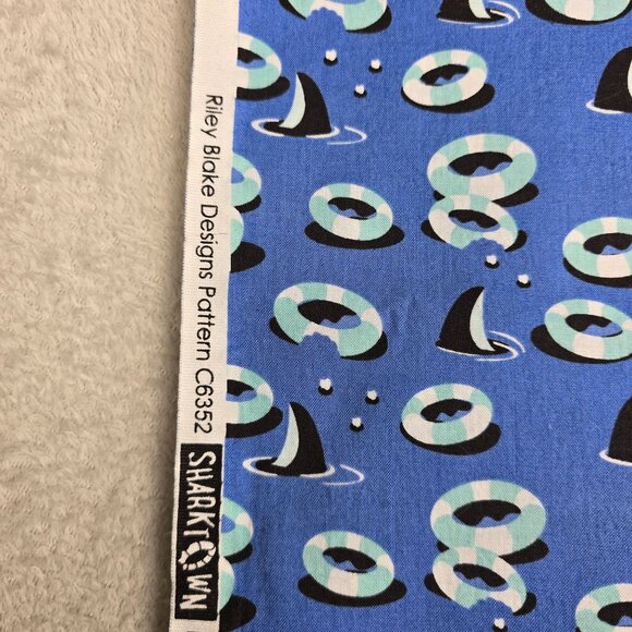 Riley Blake Sharktown Cotton Fabric By Shawn Wallace 41x73 C6352 Nautical Ocean - Picture 3 of 7